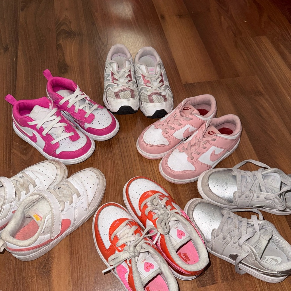 Nike Kids Pink and Silver Sneakers 6 PAIRS FOR $125